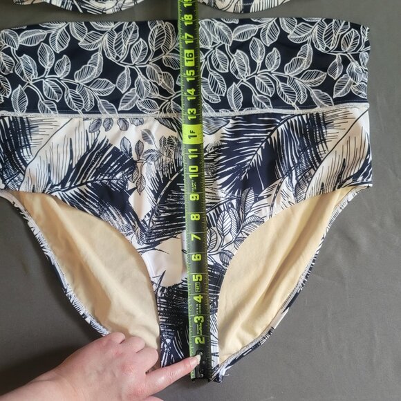 Swimsuits For All Bikini Set Womens 20 White Black Tropical Tummy Control Beach - Picture 5 of 14